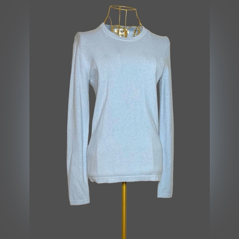 Banana Republic 100% Cashmere Light Blue Soft & Cozy LS Crewneck Sweater, S